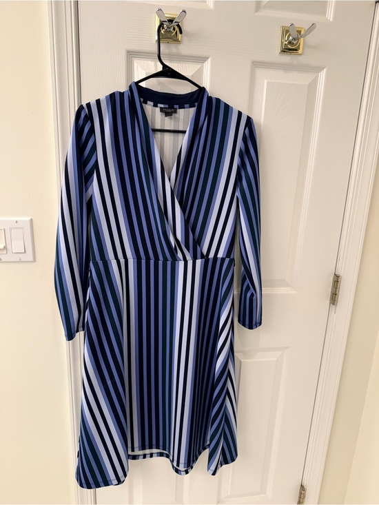 Ann Taylor Factory Dresses & Skirts - Ann Taylor Factory Navy and White Striped Midi Wrap Dress